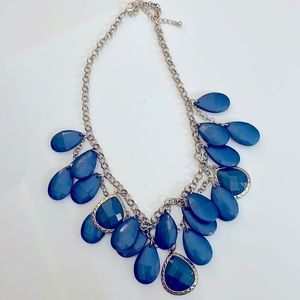 Acrylic Faceted Teal Blue Paddle Cluster Gold Tone